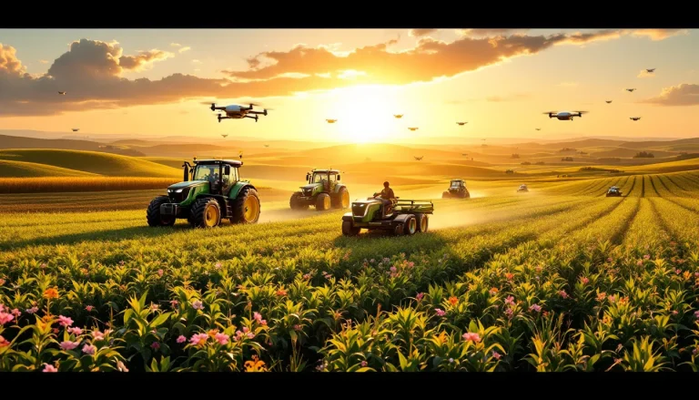 Une ferme moderne intégrant des technologies avancées pour l'agriculture.