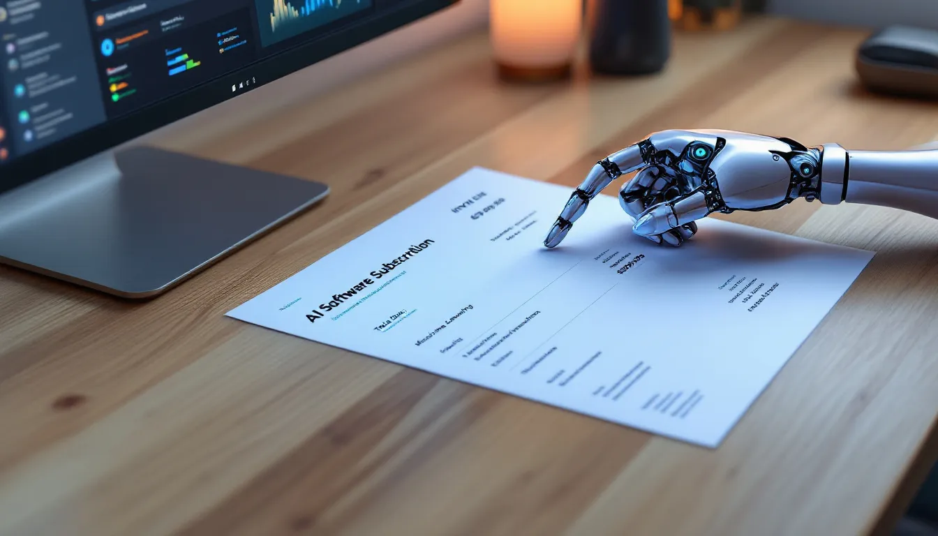 Un bureau moderne équipé de technologies avancées, avec des écrans multiples et un mobilier contemporain.